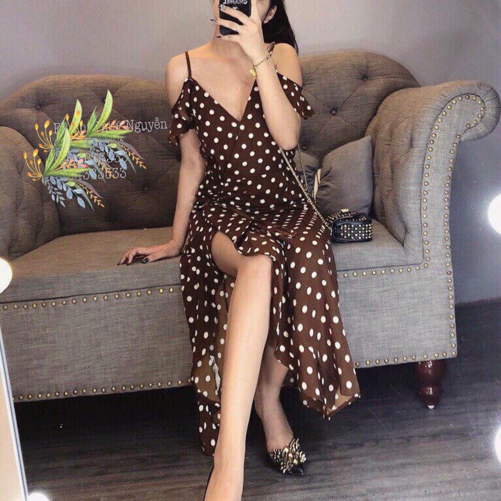 NWT Zara Brown Polka Dot Flutter Sleeve Dress